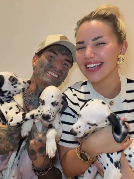 Kim Virginia und Nikola zeigen ihre drei Dalmatiner-Welpen